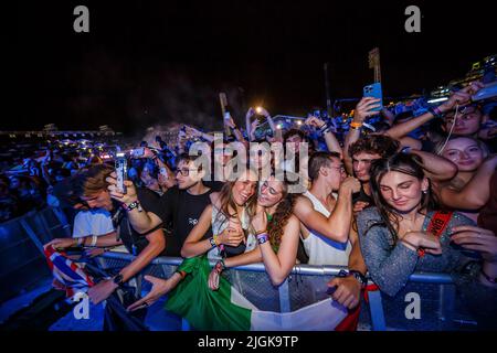 Représentation de DJ Timmy Trumpet lors de la deuxième nuit du Festival Ultra Europe qui s'est tenu à Split, en Croatie, sur 09 juillet 2022. Photo: Zvonimir Barisin/PIXSELL Banque D'Images