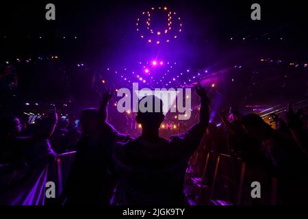 Représentation de DJ Timmy Trumpet lors de la deuxième nuit du Festival Ultra Europe qui s'est tenu à Split, en Croatie, sur 09 juillet 2022. Photo: Zvonimir Barisin/PIXSELL Banque D'Images