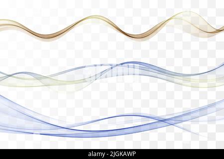 Ondes colorées abstraites.ensemble d'ondes vectorielles,élément de conception.flux d'ondes sur fond transparent. Illustration de Vecteur