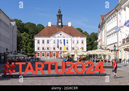 Place de la mairie, Tartu, Estonie , capitale européenne de la culture 2024, un jour d'été, Tartu, Estonie Europe Banque D'Images