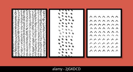 Aquarelle Noir lignes artistiques abstraites. Noir et blanc abstrait Art minimaliste moderne mur Art vectoriel Illustration. Illustration de Vecteur