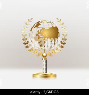 Trophée d'or, prix de la coupe d'or. Illustration vectorielle réaliste isolée Illustration de Vecteur