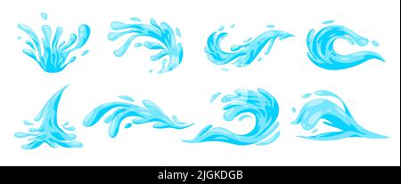 Vague d'eau liquide bleu mer éclaboussant océan marin flux frais illustration de la collection Illustration de Vecteur