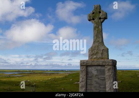 Mémorial de guerre, Bornish, Ouist du Sud, Hébrides, Écosse Banque D'Images