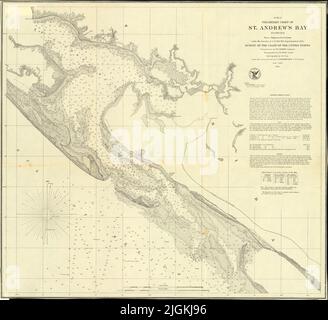 Relevé DE la côte AMÉRICAINE carte nautique préliminaire de la baie St. Andrew, Floride, 1855 Banque D'Images