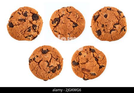 Ensemble de cookies de puce de service isolés sur fond blanc Banque D'Images