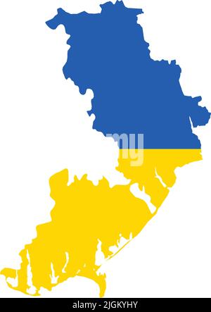 Carte drapeau de l'OBLAST D'ODESSA, UKRAINE Illustration de Vecteur