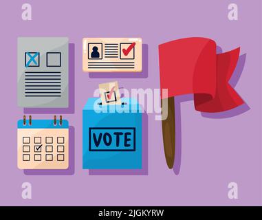 cinq icônes de jour d'élection Illustration de Vecteur