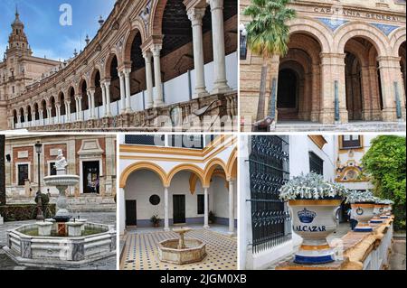 Séville est la capitale de l'Andalousie, célèbre pour le flamenco, et pour ses monuments dont l'extraordinaire complexe Alcázar Banque D'Images