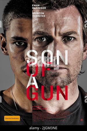 BRENTON THWAITES, EWAN MCGREGOR, AFFICHE SON OF A GUN, 2014 Banque D'Images