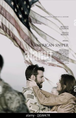 BRADLEY COOPER, Sienna Miller affiche, AMERICAN Sniper, 2014 Banque D'Images