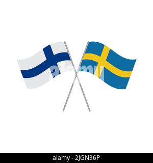 Drapeau finlandais et suédois vecteur isolé sur fond blanc Illustration de Vecteur