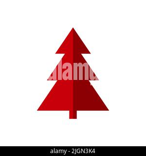Vecteur d'icône d'arbre de noël rouge isolé sur fond blanc Illustration de Vecteur