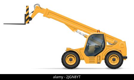 Vue du télescope du côté isolé sur fond blanc. Modèle vectoriel de véhicules agricoles et de construction. Illustration de Vecteur