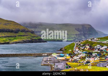 Village d'Eidi Eiði dans la partie rurale nord des îles Féroé Banque D'Images