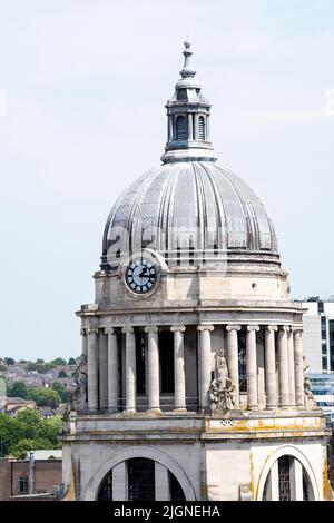 Vue aérienne du Council House depuis le toit du Pearl assurance Building à Nottingham City, dans le Nottinghamshire, Angleterre Banque D'Images