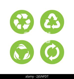 Recyclez les flèches dans l'icône de vecteur circulaire. Jeu de symboles de recyclage et de cycle des lames. Illustration de Vecteur