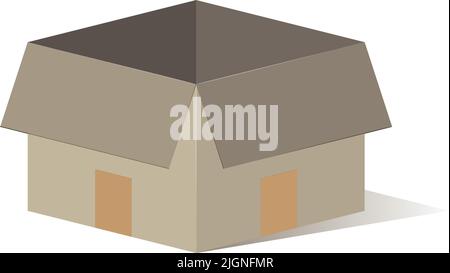 Boîte en carton isolée sur fond blanc Ouvrir livraison expédition colis en ligne cadeau Commander plat 3D Illustration vectorielle Illustration de Vecteur