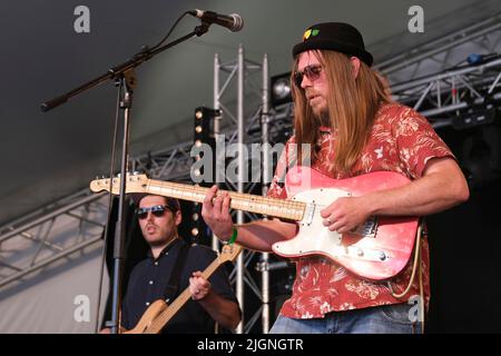 Le groupe gallois de reggae Captain accident & the Disasters se produit au Cornbury Festival, Great TEW, Oxford, Royaume-Uni. 9 juillet 2022 Banque D'Images