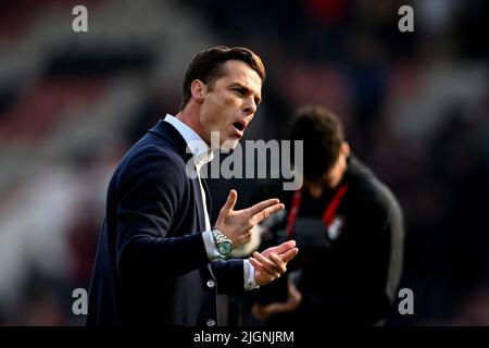 Scott Parker, directeur de l'AFC Bournemouth, célèbre à temps plein - AFC Bournemouth v Fulham, Sky Bet Championship, Vitality Stadium, Bournemouth, Royaume-Uni - 23rd avril 2022 usage éditorial exclusif - des restrictions DataCo s'appliquent Banque D'Images