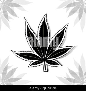 Feuille de cannabis noire. Illustration de Vecteur