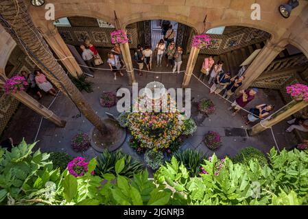 Casa de l'Ardiaca (archidiacre) palais de Barcelone, archives actuelles de la ville. Bâtiment gothique-Renaissance du 15th siècle avec jardin (Espagne) Banque D'Images