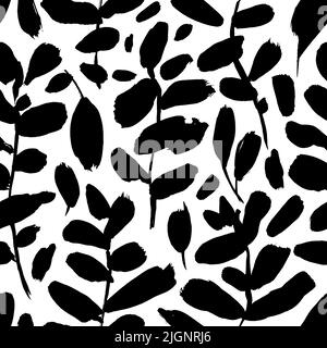 Motif branche d'eucalyptus noir avec feuilles audacieuses. Illustration de Vecteur