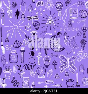 Motif sans couture Mystery Doodle Illustration de Vecteur