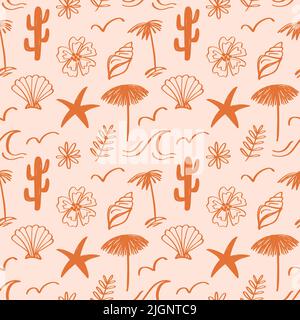 Beach Sumer simple motif boho sans coutures Illustration de Vecteur