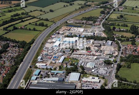 Vue aérienne de la zone industrielle de Gatherley Road Banque D'Images