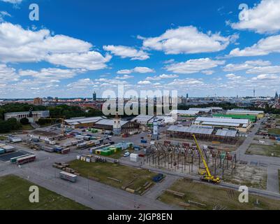 MUNICH, ALLEMAGNE - 12 JUILLET : Munich se prépare à la première Oktoberfest depuis la pandémie du coronavirus à 12 juillet 2022, en Allemagne. Munich Banque D'Images