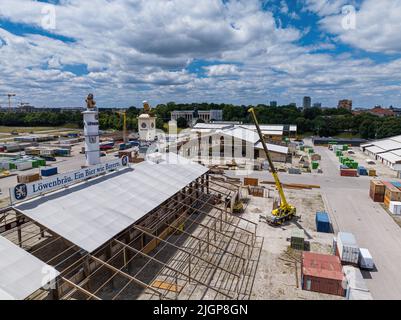MUNICH, ALLEMAGNE - 12 JUILLET : Munich se prépare à la première Oktoberfest depuis la pandémie du coronavirus à 12 juillet 2022, en Allemagne. Munich Banque D'Images