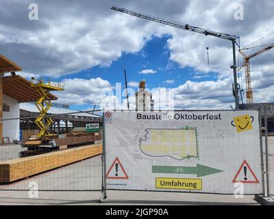 MUNICH, ALLEMAGNE - 12 JUILLET : Munich se prépare à la première Oktoberfest depuis la pandémie du coronavirus à 12 juillet 2022, en Allemagne. Munich Banque D'Images