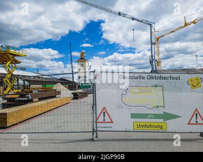 MUNICH, ALLEMAGNE - 12 JUILLET : Munich se prépare à la première Oktoberfest depuis la pandémie du coronavirus à 12 juillet 2022, en Allemagne. Munich Banque D'Images