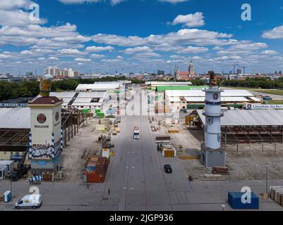 MUNICH, ALLEMAGNE - 12 JUILLET : Munich se prépare à la première Oktoberfest depuis la pandémie du coronavirus à 12 juillet 2022, en Allemagne. Munich Banque D'Images