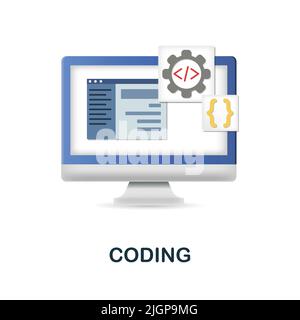 Icône d'encodage dans 3D. Illustration colorée de la collection Creative Package. Icône Creative Coding pour la conception Web, les modèles, les infographies et bien plus encore Illustration de Vecteur