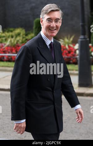 Le ministre pour les possibilités de Brexit et l'efficacité du gouvernement au cabinet Jacob Rees-Mogg sur Downing Street à Londres. Banque D'Images