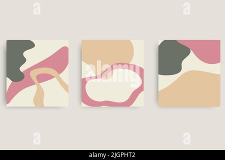 Compositions de taches colorées. Arrière-plans abstraits modernes avec éléments organiques et formes dynamiques. Jeu de poster minimal.Illustration vectorielle pour les desi Illustration de Vecteur