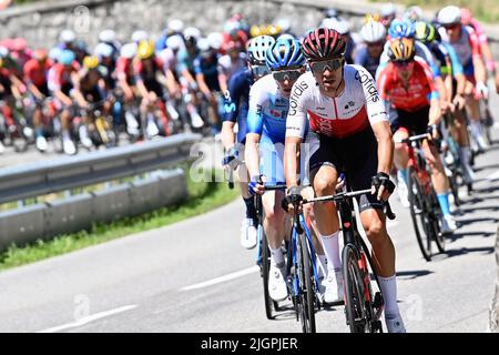 Chatel, France, 12th juillet 2022. Pendant la phase 10 du Tour de France, Morzine les portes du Soleil à Megève. Crédit: PISCINE/Pete Goding/Alamy Live News Banque D'Images