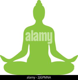 silhouette de femme en position lotus, illustration vectorielle du symbole de yoga Illustration de Vecteur