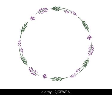 Motif floral à cadre rond concept de bouquet lavande - illustration vectorielle pour cartes de vœux et invitations. Illustration de Vecteur