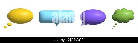 Jeu de 3D icônes de bulles vocales. Peut être utilisé pour le remplacement de texte, la discussion ou la boîte de message. Concept de chat sur les réseaux sociaux Illustration de Vecteur