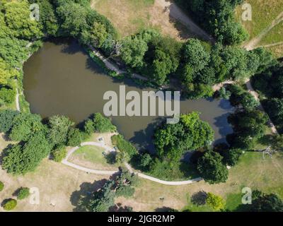 Plan descendant du lac Barclay Park Hoddesdon Banque D'Images