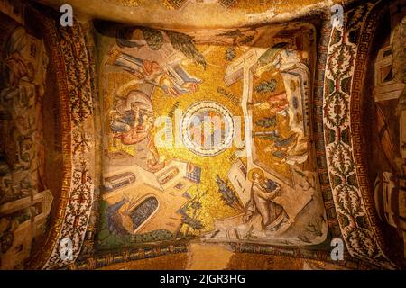 Mosaïque représentant la Bénédiction de la Vierge Marie, intérieur de l'Église Saint-Sauveur, Chora, Istanbul, Turquie, Asie occidentale Banque D'Images