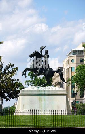 Statue équestre d'Andrew Jackson (par Clark Mills), Lafayette Square, Washington, District de Columbia, Etats-Unis, Amérique du Nord Banque D'Images