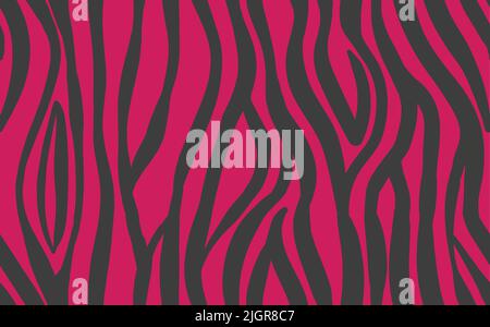 Motif moderne abstrait sans coutures zébrées. Animaux arrière-plan tendance. Illustration vectorielle décorative rose et noire pour impression, carte, carte postale Illustration de Vecteur