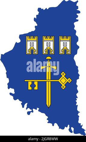 Carte drapeau de l'OBLAST DE TERNOPIL, UKRAINE Illustration de Vecteur