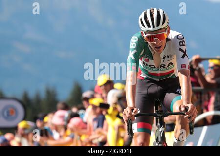 Megève, France ; 12th juillet 2022 ; Tour de France - course cycliste UCI, étape 10 de Morzine à Megève, France ; Lennard Kamna Bora-Hansgrohe Banque D'Images