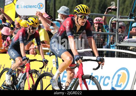 Megève, France ; 12th juillet 2022 ; Tour de France - course cycliste UCI, étape 10 de Morzine à Megève, France ; Geraint Thomas (GBR) Banque D'Images