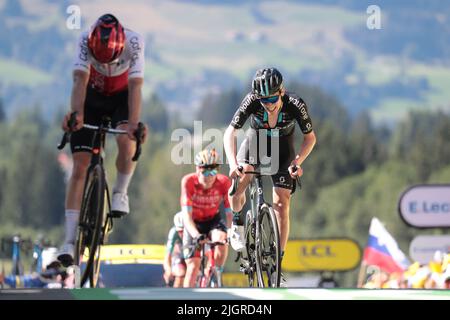 Megève, France ; 12th juillet 2022 ; Tour de France - course cycliste UCI, étape 10 de Morzine à Megève, France ; Andreas Leknessund (NOR) Banque D'Images